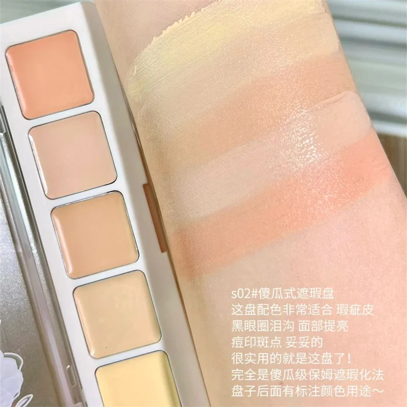 ddmysmile Palette 5 Colors Concealer Long Lasting Cover Dark Circles Acne Pores Cream Shading Highlighter Moisturize Face Cometics Smile