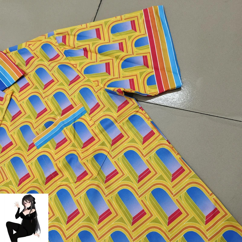 Fantasy Gate Print Shorts Shirt Set Yellow Clothes Men Women Haiwaii Beach Holiday Seaside Surf Short Suit 240518