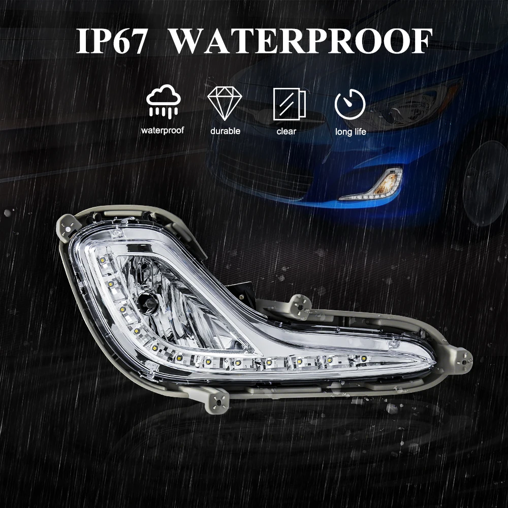 For Hyundai Accent 2012 2013 2014 2015 2016 2017 DRL LED Daytime Running Light Fog Lamp Car Auto Headlight Waterproof Daylights