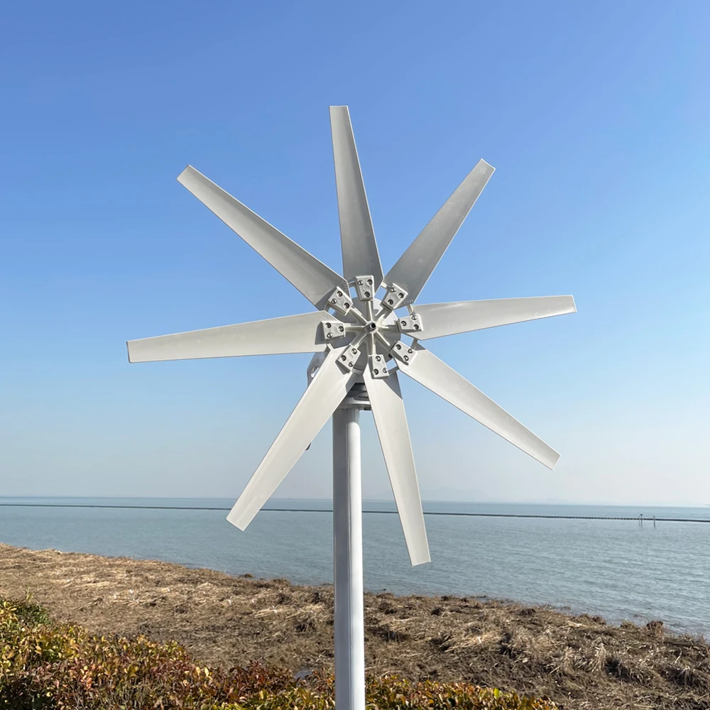 Factory 3000W Wind Turbine Generator 8 Blades Alternator Three-Phase Vertical Axis Windmill With Mppt Controller