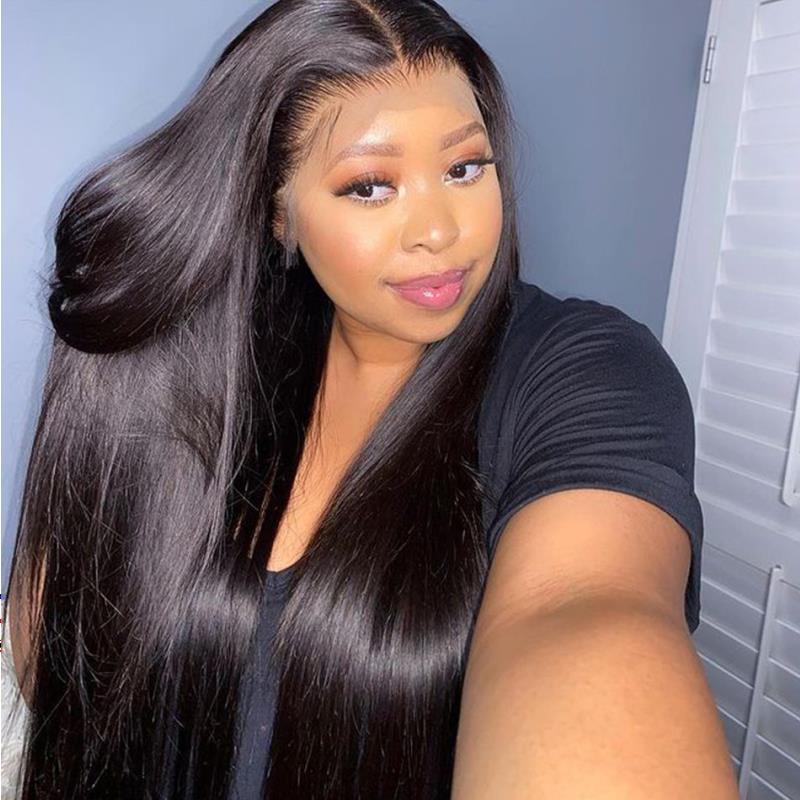 360 Lace Frontal Straight Human Hair Wigs Brazilian 28 30 inch Synthetic Front Closure Wig For Women Pofmk