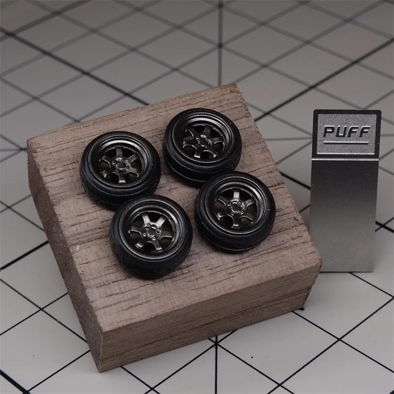 new Model Car 1/64 Wheels RAYS-TE37 2025 Wheels Diameter 6.8mm With Rubber Tires Modified Parts Racing Vehicle Toy Tomica 4pcs Set
