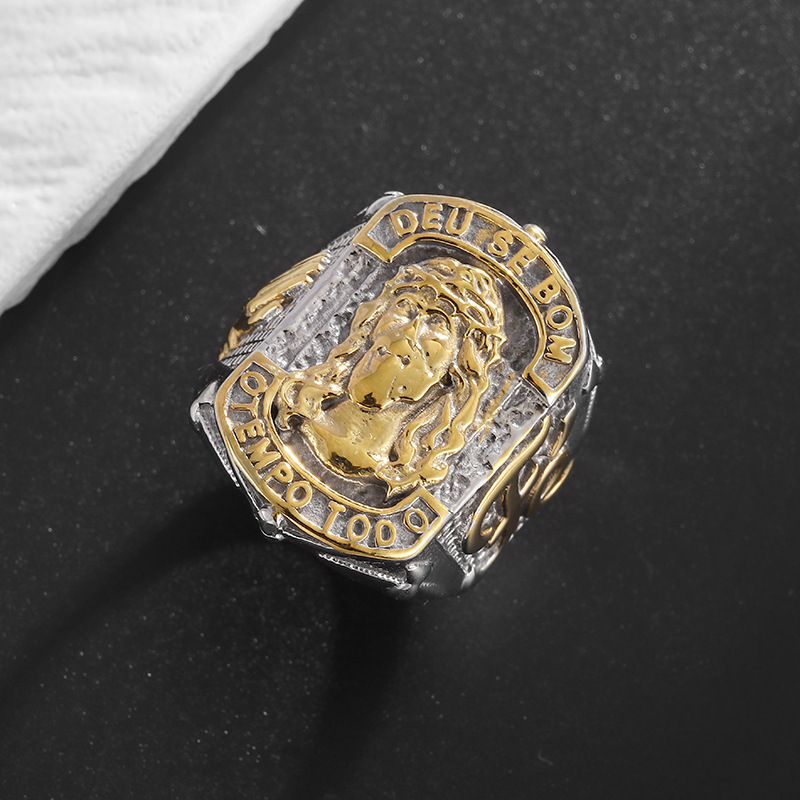 Hip Hop Casting Cluster Ring Stainless Steel Religious Jewelry Faith FE Letters Prayer Mens Ring