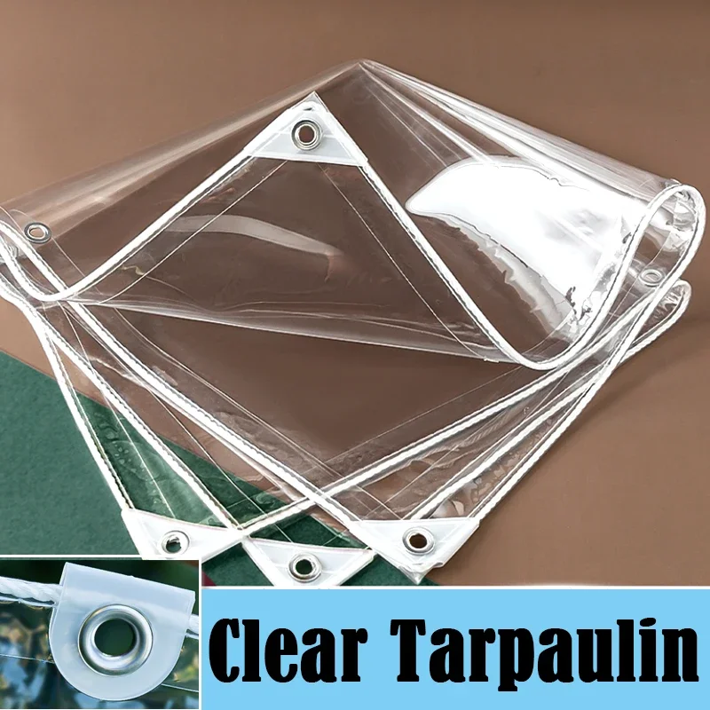 Transparent PVC Tarpaulin Clear Vinyl Tarp Winter Window Keep Warm Balcony Pergola Windproof Canopy Terrace Rainproof Cloth
