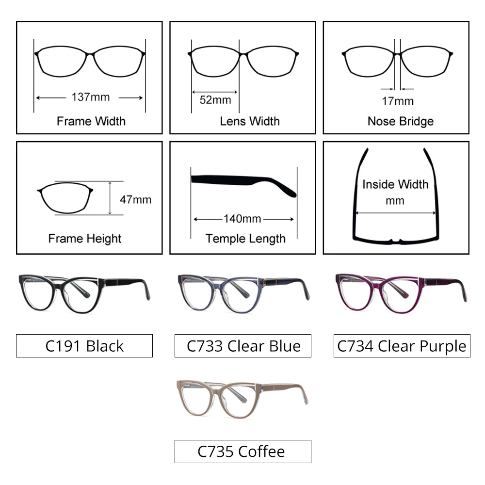 Ralferty High Quality Acetate Eyeglasses Frame Women Anti Blue Plain Glasses Spectacle 2025 Frame Elegant Lady new Retro Cat Eye Glasses