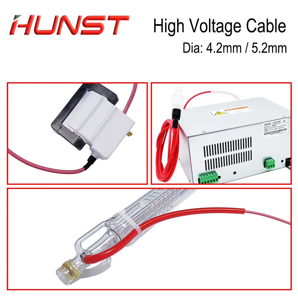 3/5/10Meters High Voltage HUNST Cable for CO2 Laser Power Supply and Laser Tube Laser Engraving and Cutting hine. smile hine.
