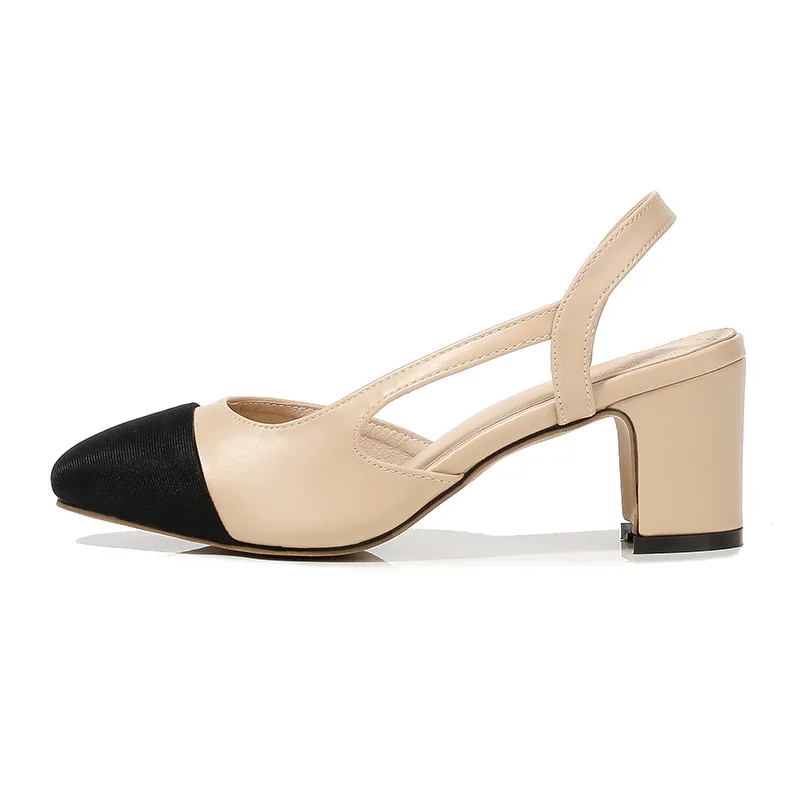 New Pointed Toe Sandals Fashion Low Square Heels Flat Shoes Korean Color Matching Party Ladies Shoes Chaussure Femme