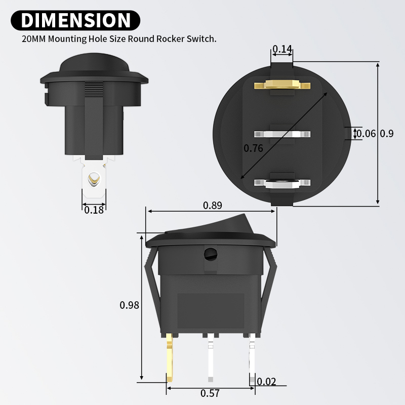 DaierTek 4PCS Rocker 12V 20A Round Toggle 12 Volt DC Lighted 3 Pin 2 Way SPST Switch for Automotive Car Boat