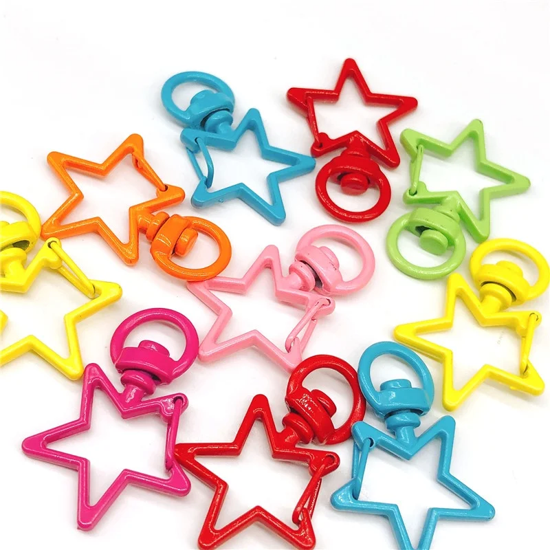 Star Shape Colorful 1/10PCS Keychains Lobster Clasps Hooks Key Chain Key Rings Spring Buckle for DIY Jewelry Accessories Finding smile