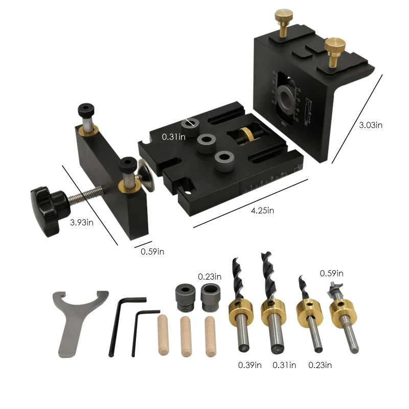 in 1 3 Doweling Jig Kit Pocket Hole Jig Drilling Guide Locator For Furniture Connecting Hole Puncher Tool For Woodworking smile