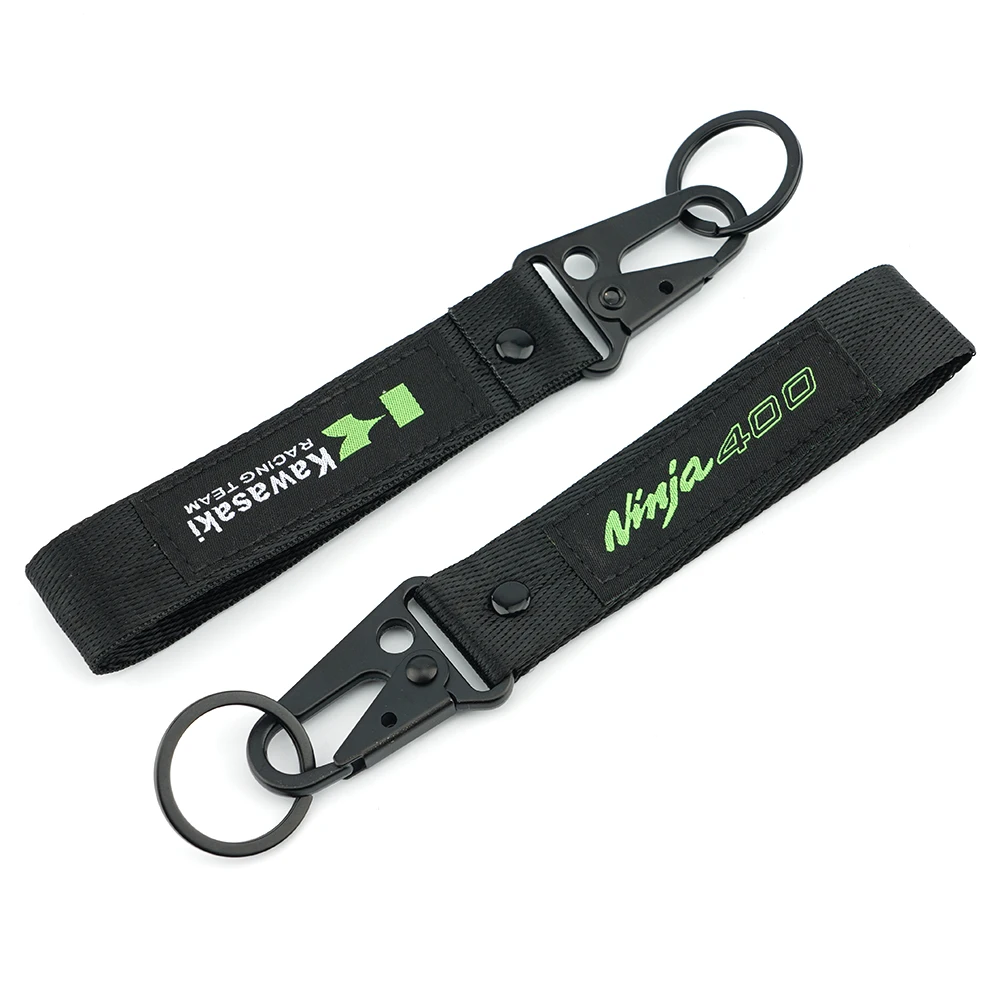 For Kawasaki Ninja 400 Ninja400 Keychain Motorbike Both Side Embroidered Keyring Key Chain Holder Ring Motorcycle Accessories