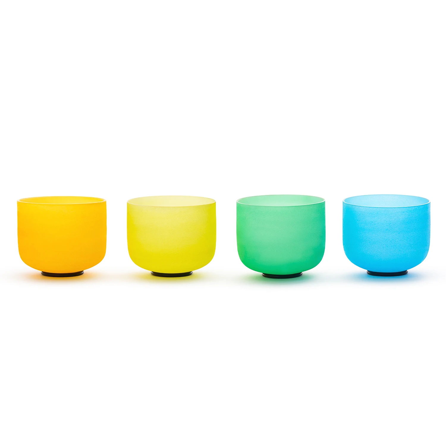 Hye-eun 7-12 Inch Colored Chakra Frosted Quartz Crystal Singing Bowl Set 7 pcs With/without Carring Case Suede Sticks Mallet