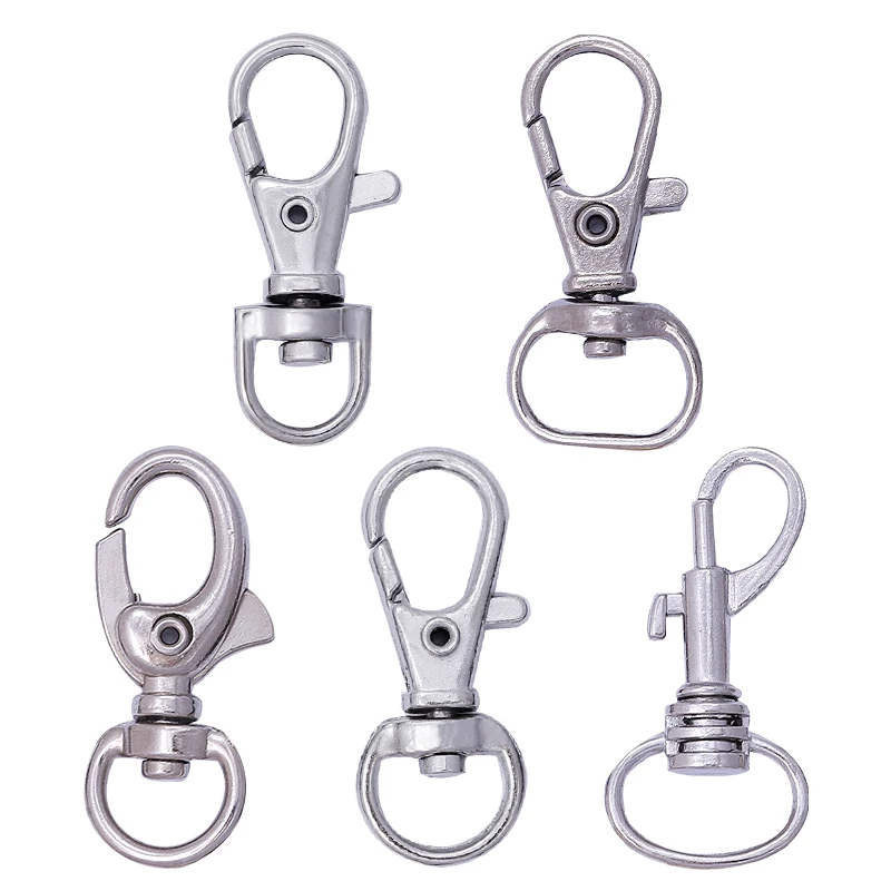 KRABALL 30pcs Silver Hanging Rope Snap Hook Rotary Lobster Clasp Set Belt Key Chain Sliding Dog Buckle For Leather Strap Chain