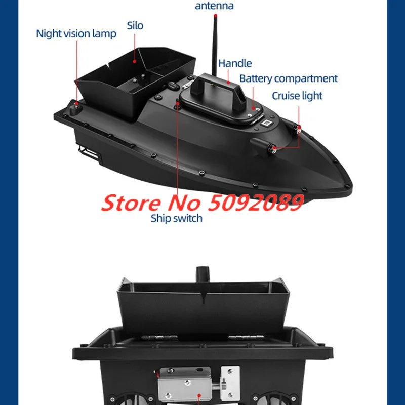 Smart Loading 600M 2.5KG Fixed Speed Cruise RC Fishing Bait Boat Unhooker 3 Speed Adjustable High Speed Nesting Vessel Fish Boat smile