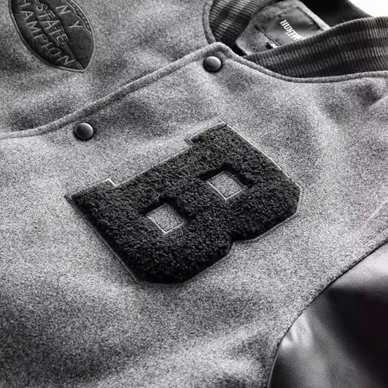 High Thick American Street Baseball Jacket For Men Winter Patchwork ddmysmile Letter Embroidered PU Leather Sleeves Varsity Coat Unisex Smile