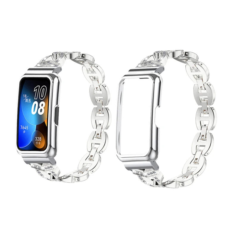 Bracelet Metal Case Dia Protector For Huawei Band 6/7/8 Smart Band Strap For Honor band 6/7 Protective Cover Shell Watchband smile