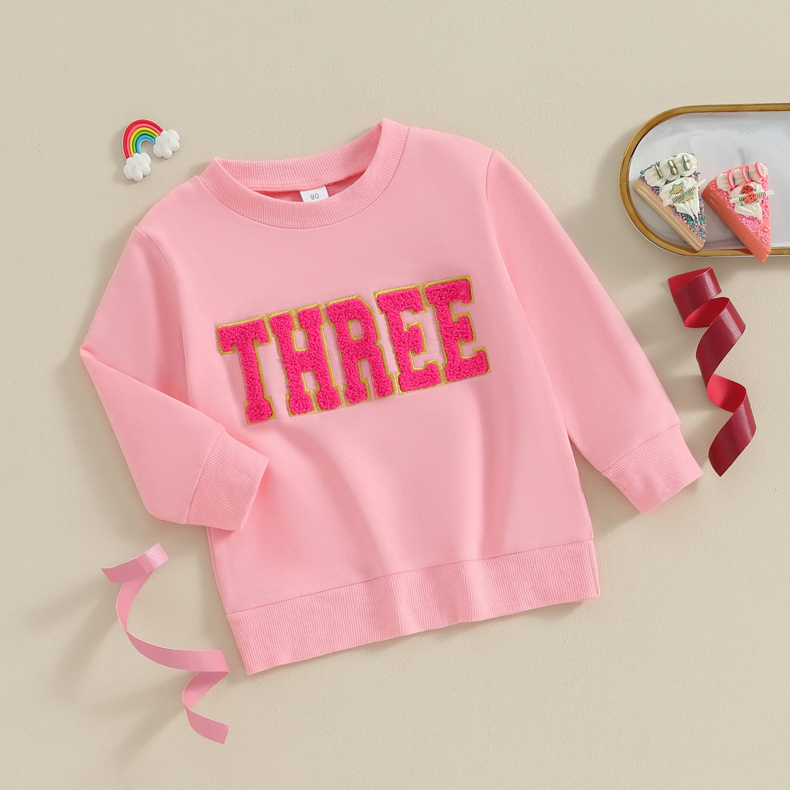 FOCUSNORM 1-5Y Toddler Kids Boys Girls Birthday Sweatshirt 2 Colors Letter Embroidery Long Sleeve Pullovers Autumn Tops