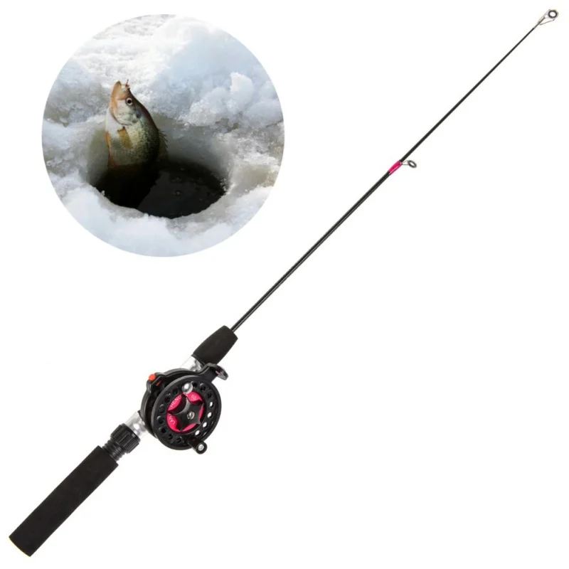 Shrimp Ice Fishing Winter Rod Pole Portable Winter Fishing Rods Anti Slip Wood Color Handle Casting Telescopic Rod Tackles smile