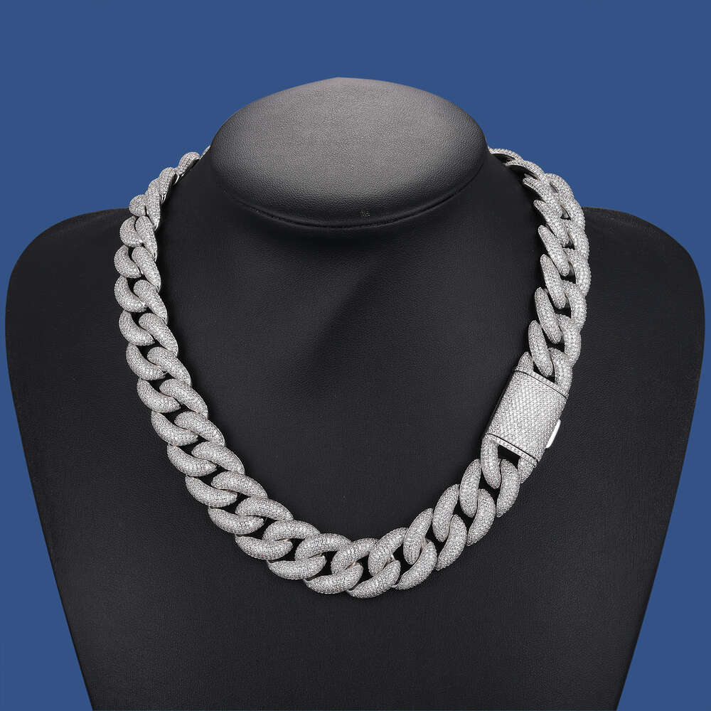 fashion designer hip hop sterg sier mirco paved vvs moissanite dia iced out bubble cuban k chain necklace gift box aaaaa for women men