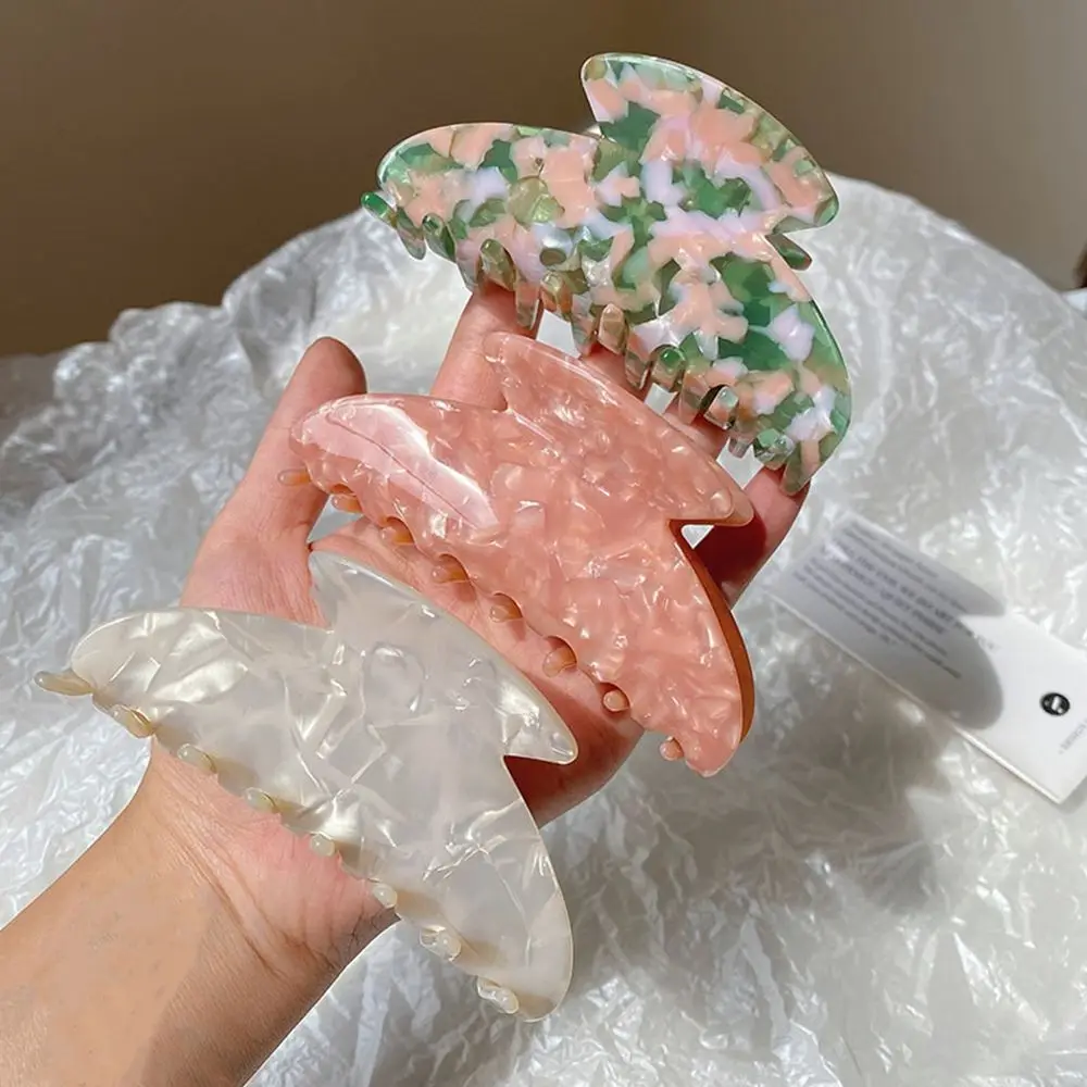 Simple Cute Shark Clip Girls French Flower Acetate Hair Clip Female Hair Accessories Korean Style Headwear Plastic Hair Claw