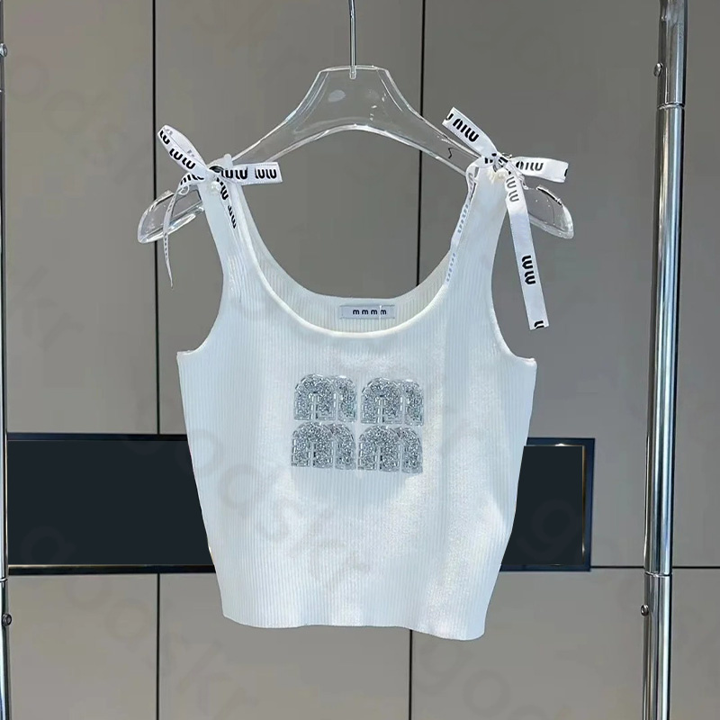 Designer Bow Knitted Vest Women Simple Summer Thin Tank Top Summer Letter Drill Sleeveless T Shirt