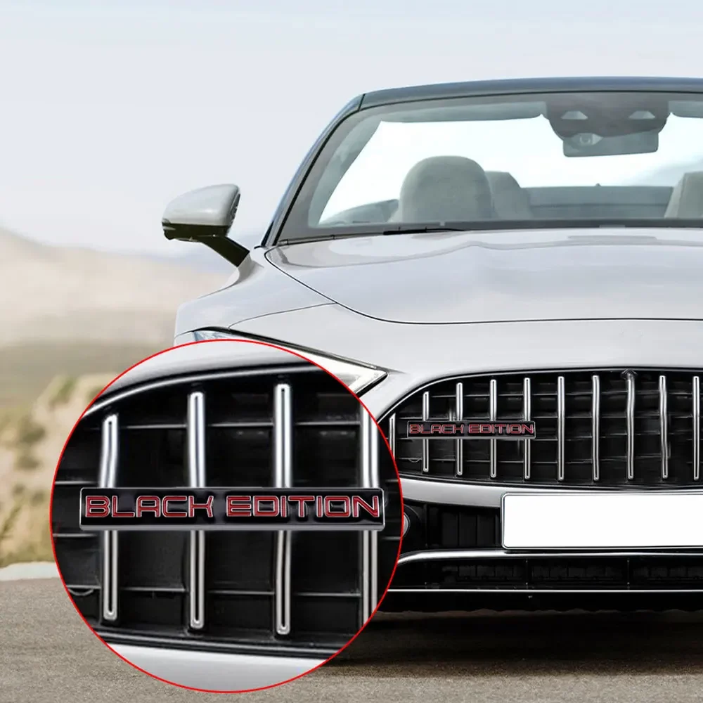 EDITION 3D Black/Red Metal Car Front Grille Metal Badge Emblem Decal Car Front Emblem Badges Nameplate Car Accessories smile
