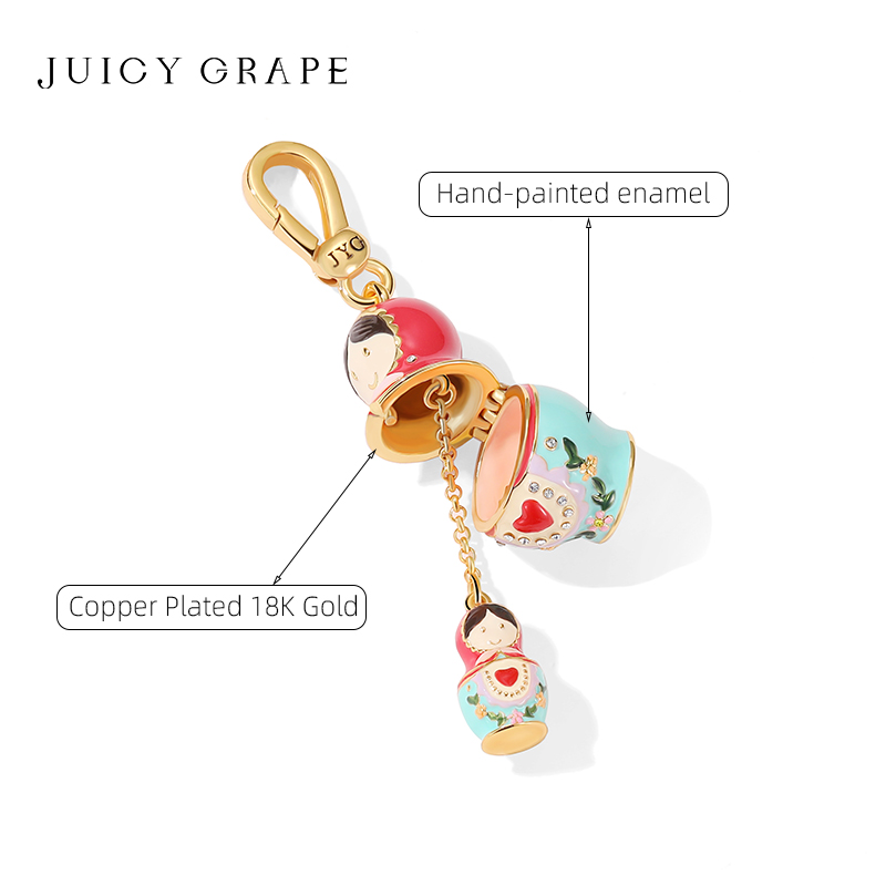 Juicy Grape Russian Nesting Doll Necklace Pendant Keychain Sweater Chain 2024 New Year Christmas Ornaments Santa Claus Xmas Kids