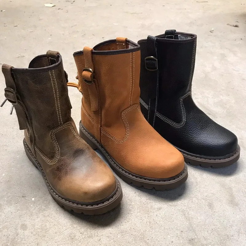 Genuine Leather Winter Boots Women Keep Warm Waterproof Riding Boots Vintage Punky Style Couple Outdoor Knight Boots Shoes