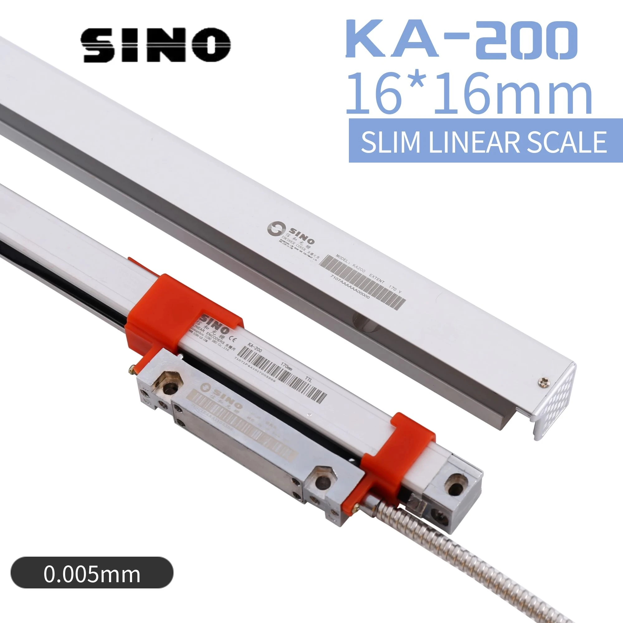 16*16mm Sino Slim KA-200 DRO Linear Scale KA200 120 130 140 150 160 170 180 190 200mm 0.005mm TTL Thin Optical Encoder Line smile 16*16mm