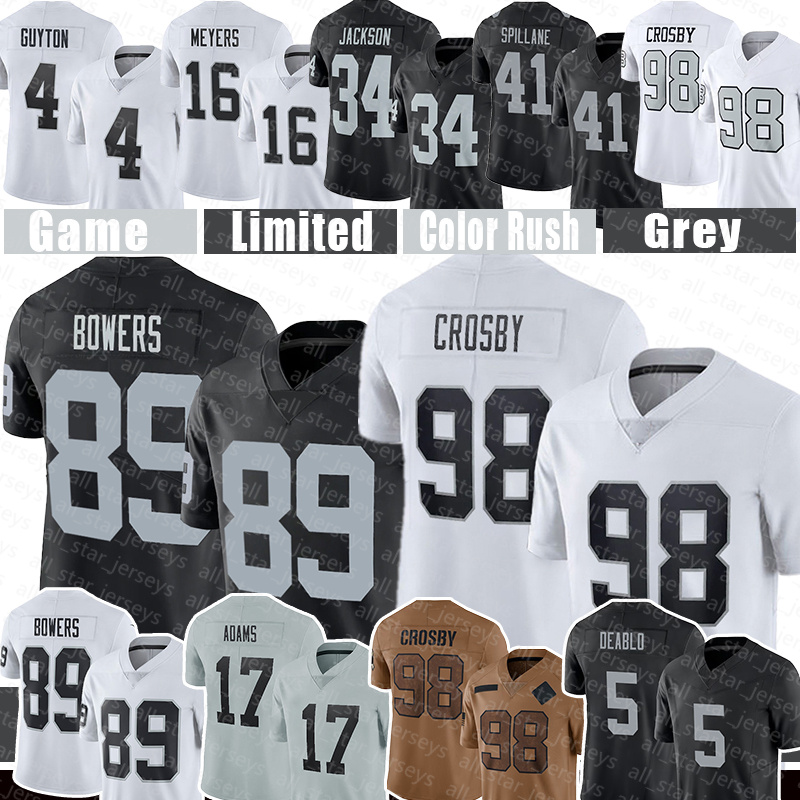 Davante Adams Football Jerseys Brock Bowers Maxx Crosby Tre'von Moehrig Tre Tucker Divine Deablo O'Connell Jakobi Meyers Robert Spillane Bo Jackson Daniel Carlson