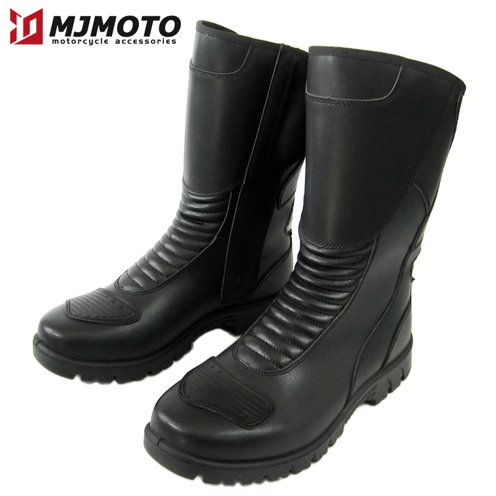 Boots Leather Motorcycle Black Retro Martin Boots Motorbiker Riding Shoes Motorboats Off-road Motorcyclist Shoes Protective smile