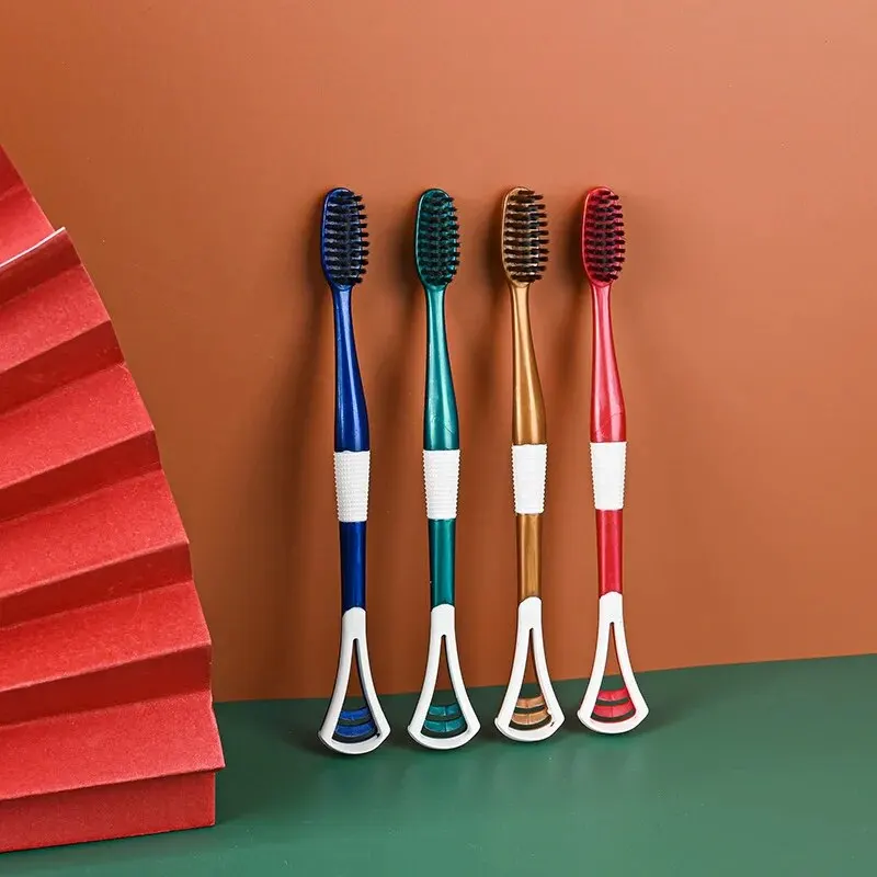 Packages 8 Soft Adult Fur Charcoal Toothbrush for Couples Students Home and Family Combined with Tongue Scraping smile