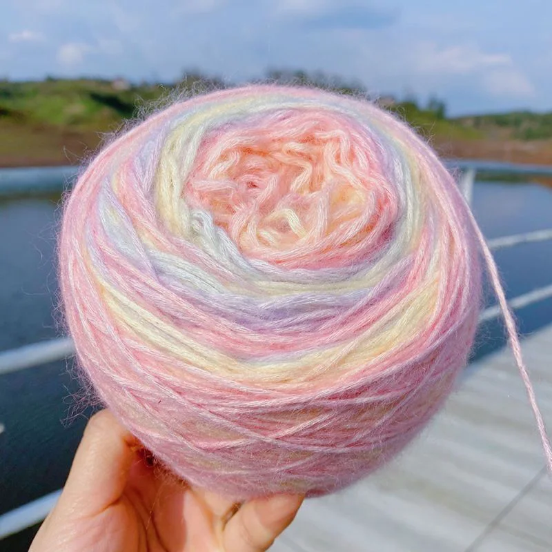 Gradient Candy Color Hand Knitted Wool Mohair Yarn Blend Yarn Winter Crochet Line DIY Knitting Sweater Scarf For Holiday Gifts