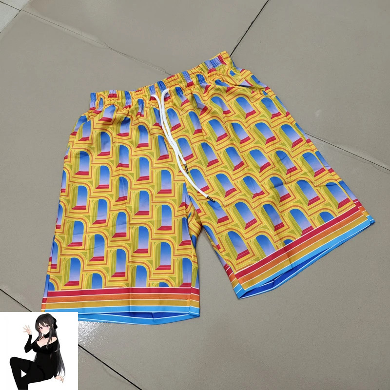 Fantasy Gate Print Shorts Shirt Set Yellow Clothes Men Women Haiwaii Beach Holiday Seaside Surf Short Suit 240518