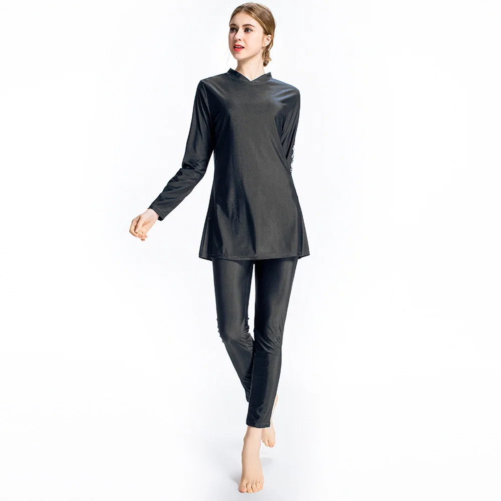 For Women Swimsuit Muslim Classic Solid Fit Swimwear Three Piece Set Large Loose Beach Suit Muscle Women's Sports Set Swim smile 's