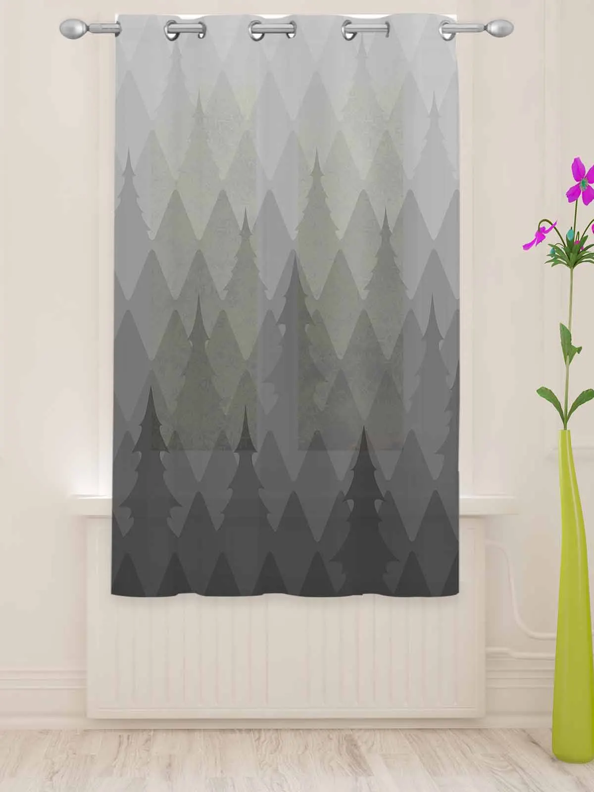 Geometric Pine Grey Gradient Bedroom Organza Voile Curtain Window Treatment Drapes Tulle Curtains for Living Room Sheer Curtains smile