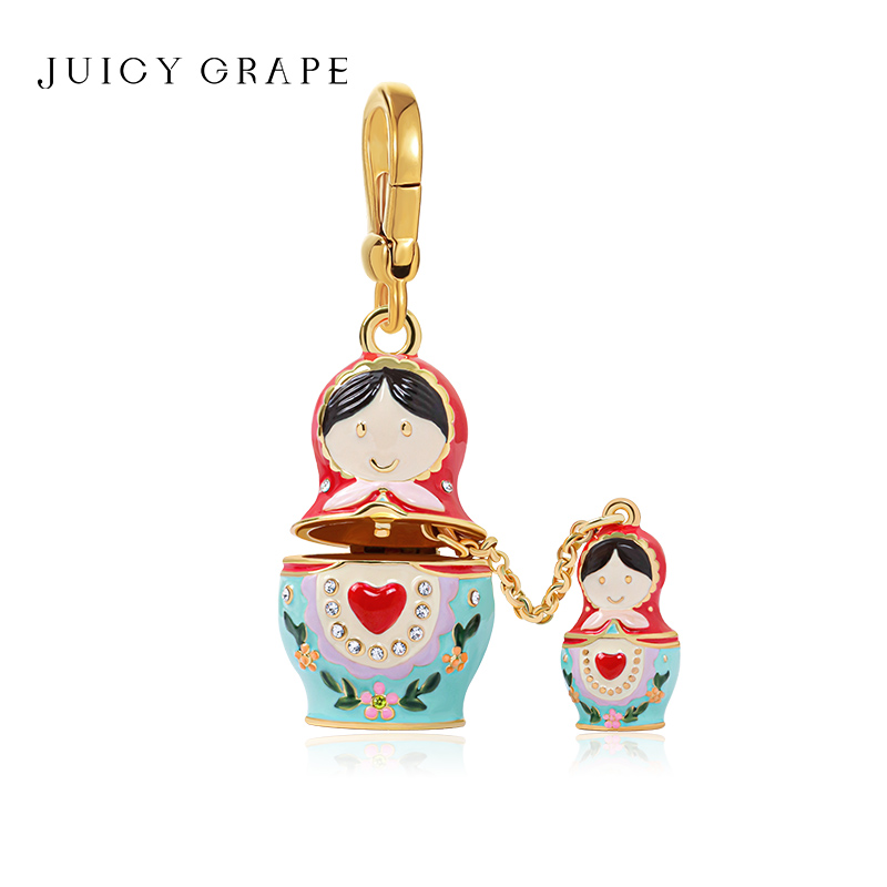 Juicy Grape Russian Nesting Doll Necklace Pendant Keychain Sweater Chain 2024 New Year Christmas Ornaments Santa Claus Xmas Kids
