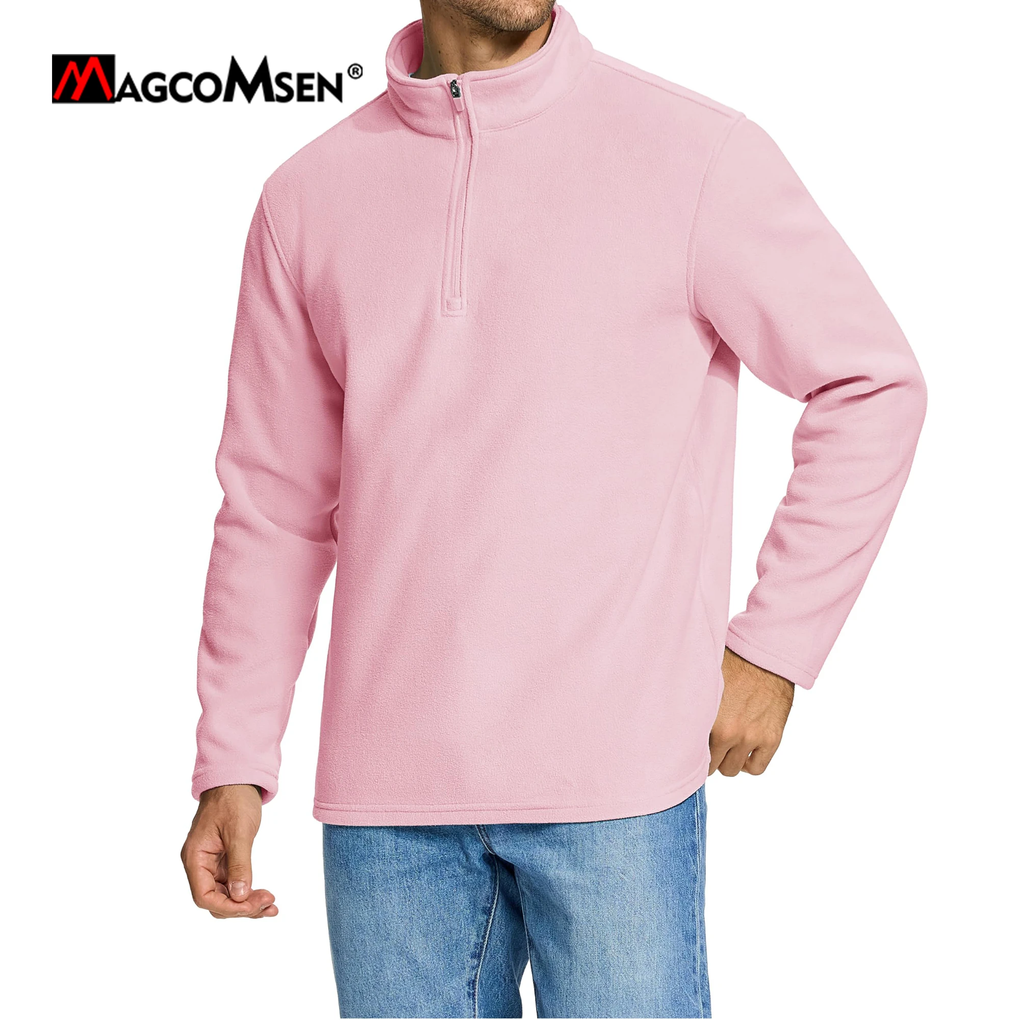 MAGCOMSEN Men's Fleece 2025 Lined Jackets Long Sleeve new 1/4 Zip Pullover Fall Winter Thermal Jackets Windproof Stand Collar