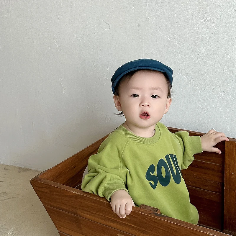 New 2023 Baby Autumn Korean Children's Wear Baby Bodysuit Autumn ddmysmile Sweetheart Boys' Printed Letter Creeper Smile Boys'