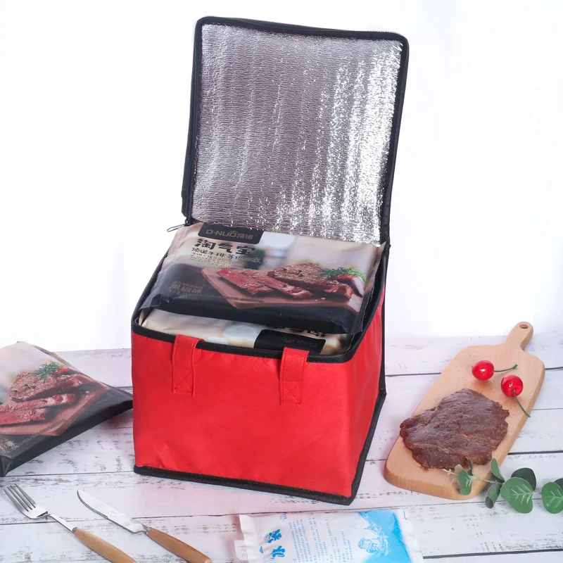 Bag Food Thermal Waterproof Insulated Bag Cooler Bag Portable Folding Picnic Lunch Bag Ice Pack Food Delivery Bag Pizza Bag smile