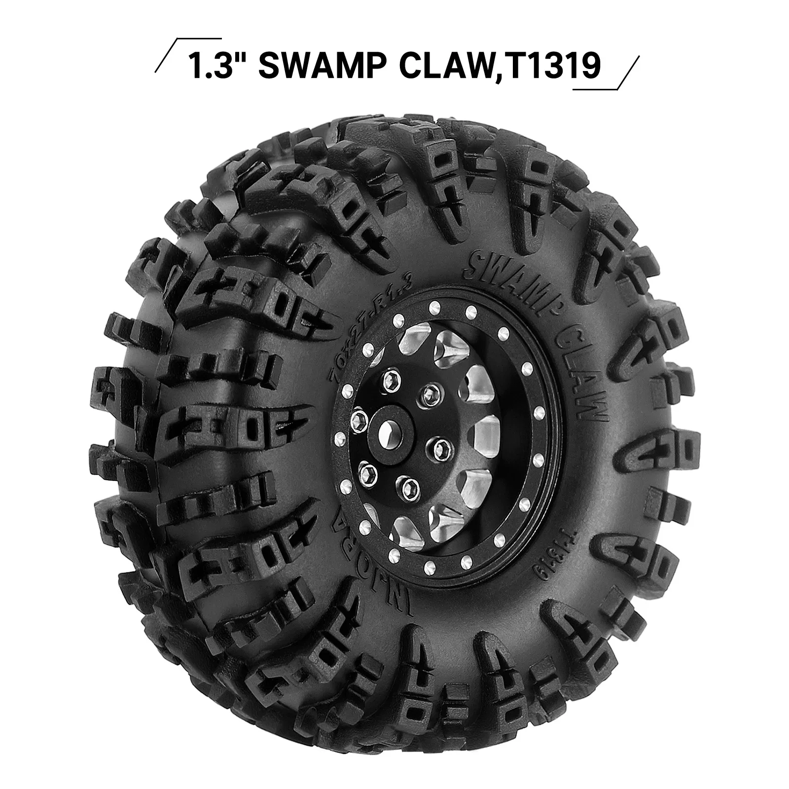 INJORA Swamp Claw 70*27mm S5 Mud Terrain 1.3" Wheel Tires Set for 1/18 1/24 RC Crawler Car