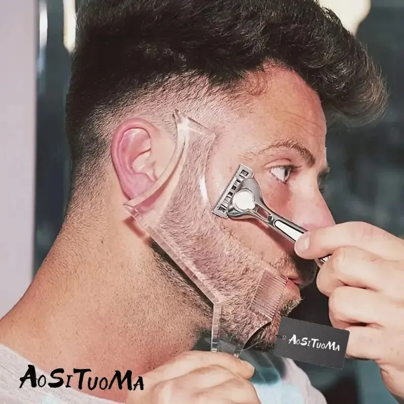 Clear Comb Beard Styling Beard ddmysmile Ruler Men's Care Comb Sideburns Beard Trim Contour Tool Smile
