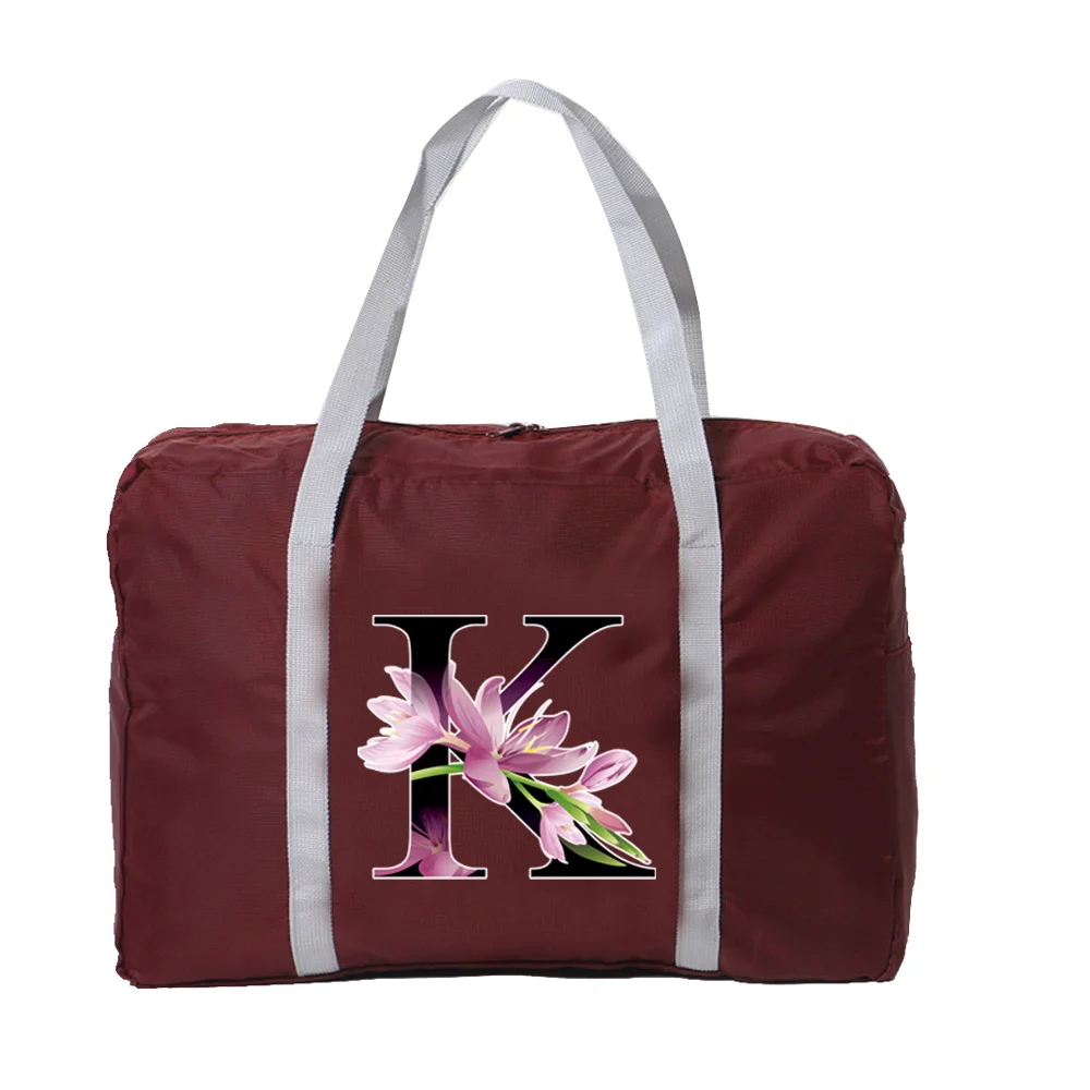 Foldable Large Capacity Women Gym Bags Shoulder Bag Flower Color Letter Print Training Travel Handle Handbag Yoga Sport Tote Bag smile