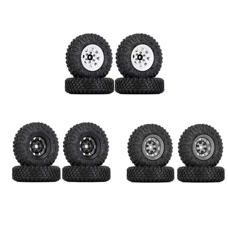 4PCS 85Mm 1.55 Metal Beadlock Wheel Rims Tires Set For 1/10 RC Crawler Car Axial Yeti Jr RC4WD D90 TF2 Tamiya