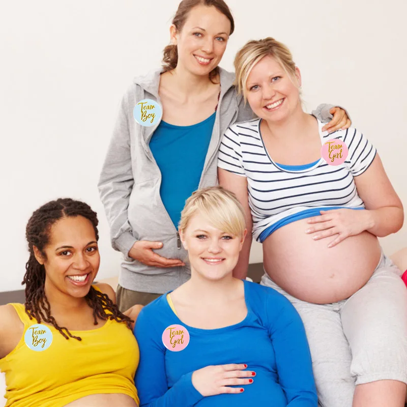 Birthday 12Pcs Boys Girls Badges ddmysmile Gender Reveal Pink Blue Team Boy Girl Tinplate Badge Baby Shower Kids Birthday Party Decoration Smile