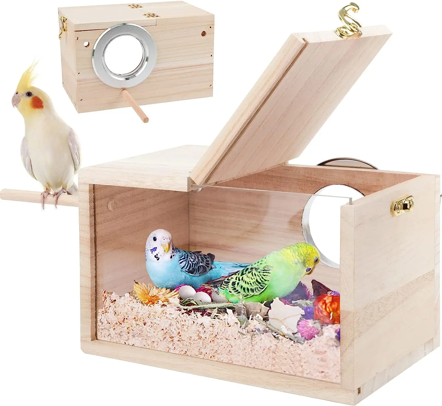 Transparent Design Parakeet atiel Bird House Nest new Easy to 2025 Clean Parrot House Smooth Edges Parakeet Nesting Box Bird Supplie