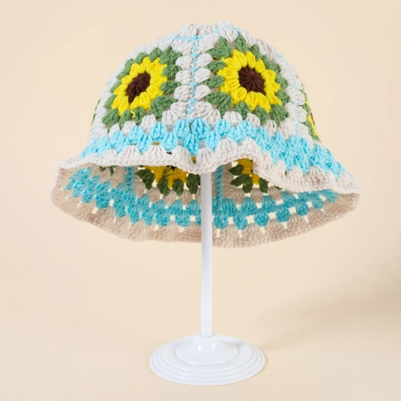 Bucket Crochet Traveling Hat Flower Fisherman Hat for Teenagers Outdoor Sports smile
