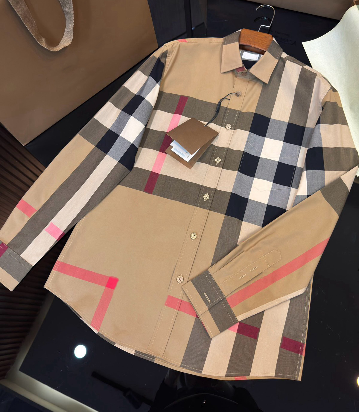 Designer Dress Business Casual Long Sleeved Spring And Autumn Fashion Brand Plaid Print Lapel Top Men's Shirt ef31