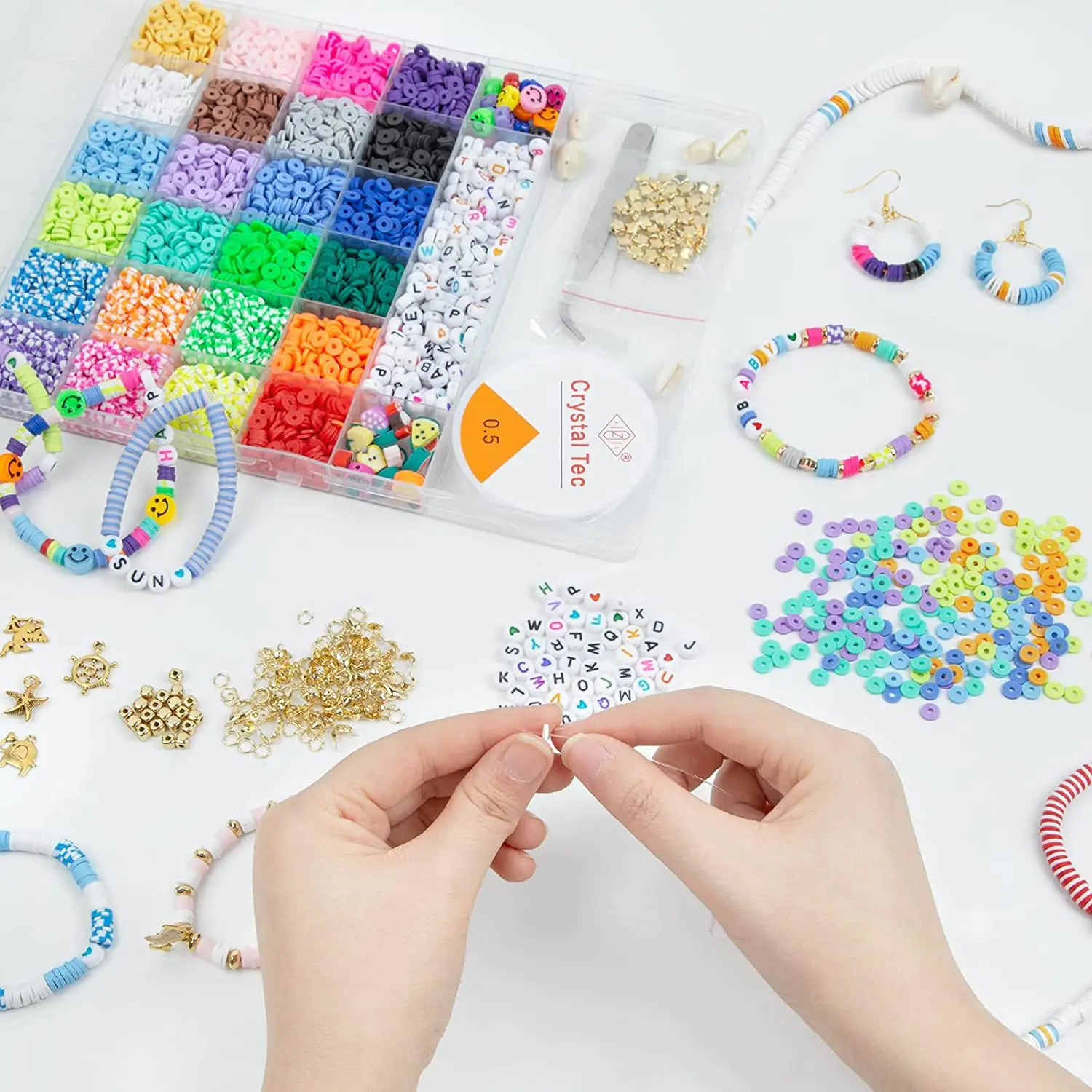 6MM Clay Beads Set Various Styles Colored Flat Chip Clay Beads Kit For Bracelet Necklce Making DIY Jewelry Make Accessories Kit