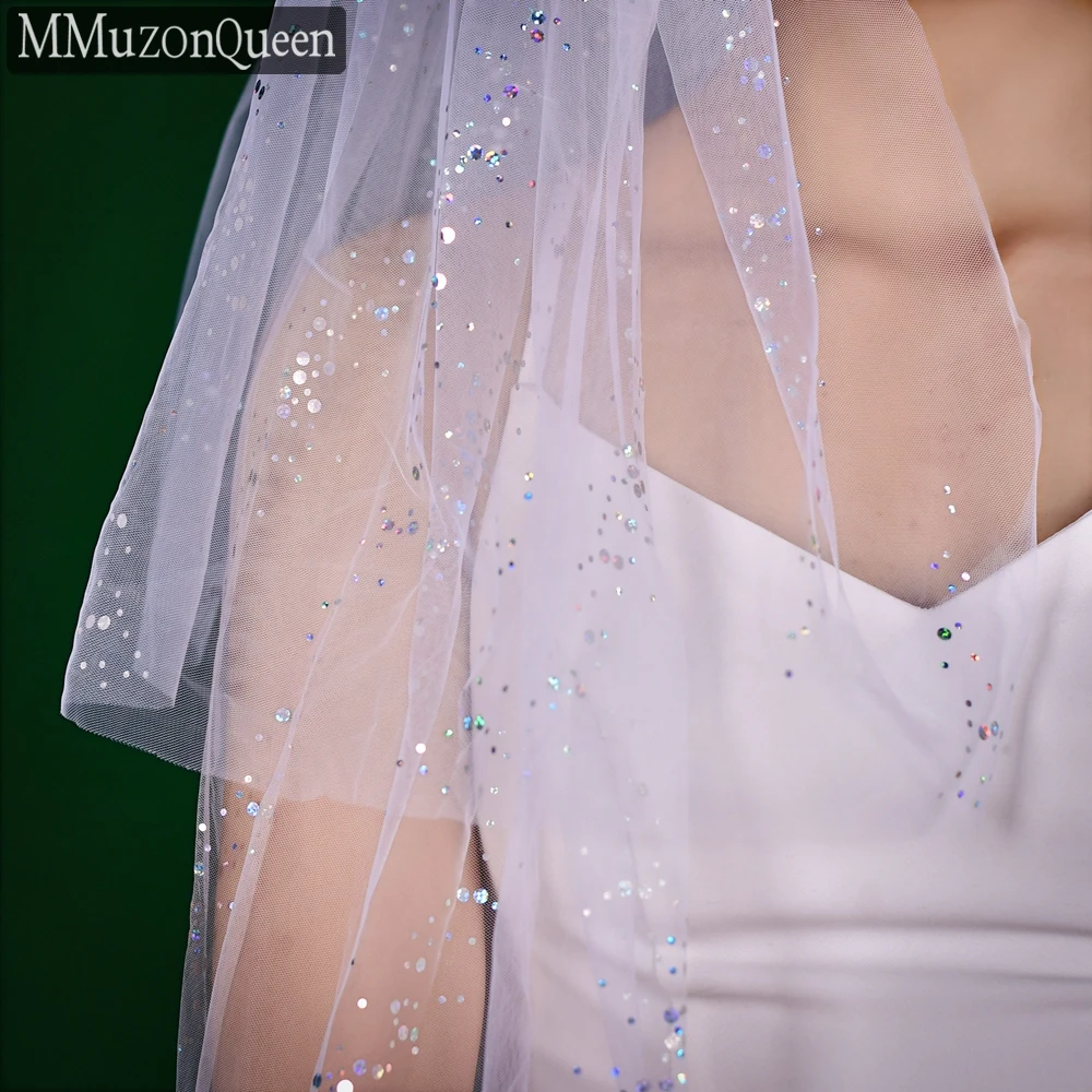Sparkling Wedding Veil M01a Yarn With Sequins 2 Tier Glitter Tulle ddmysmile Veil For Bridal Wedding Accessories For Woman Smile